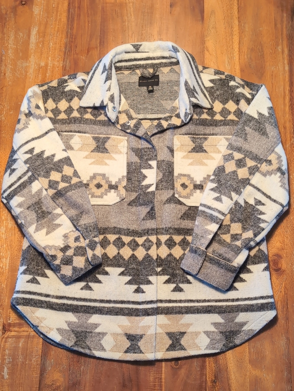 Silver Jeans Gray & Cream Aztec Knit Shacket